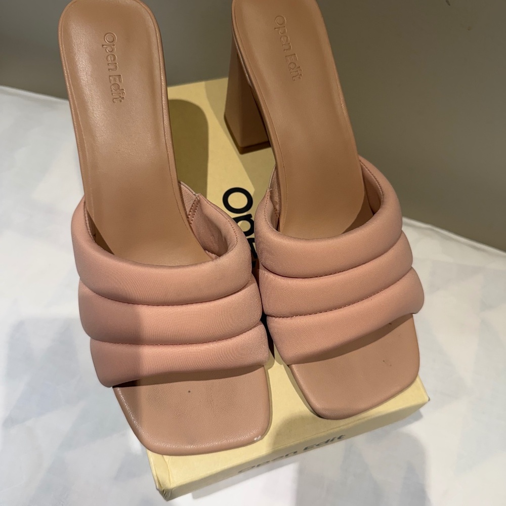 OFFERS - Nude 4 inch fabric sandals size 11